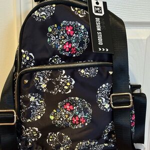 MMS Design Studio Floral Satin Backpack - Black NWT